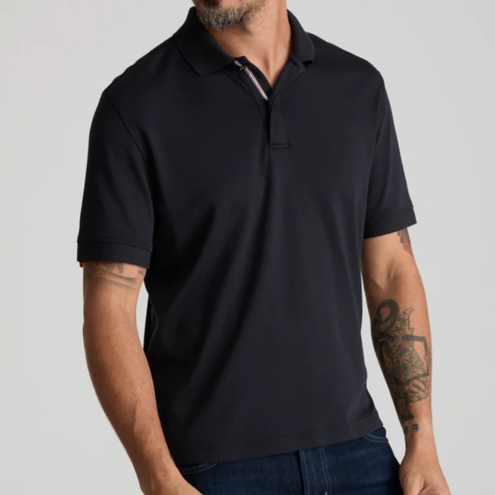 UNTUCKit Wrinkle-Free Damaschino Black Short Sleeve Polo - Size Medium